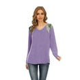 thumbnail image 4 of T-shirt Décontracté à Manches Longues Croisé Col Rond pour Femme, 4 of 8