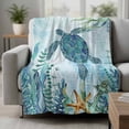 thumbnail image 2 of Teal Green Sea Turtle Blanket Soft Cozy Warm Throw Blanket for Couch, Plush Fuzzy Flannel Fleece Blankets for Sofa, Coastal Summer Beach Seaweed Bed Blankets Lightweight Gifts for Women, 30"x40", 2 of 9