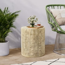 COSIEST Outdoor Cream Mosaic MgO Patio Side Table