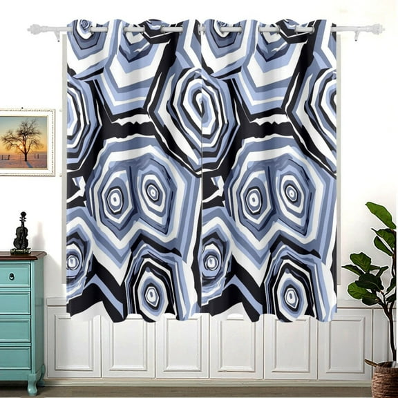 Concentric Circle Pattern Thermal Blackout Curtains 63x55 Inch 2 Panels Grommet Window Drapes for Bedroom Living Room