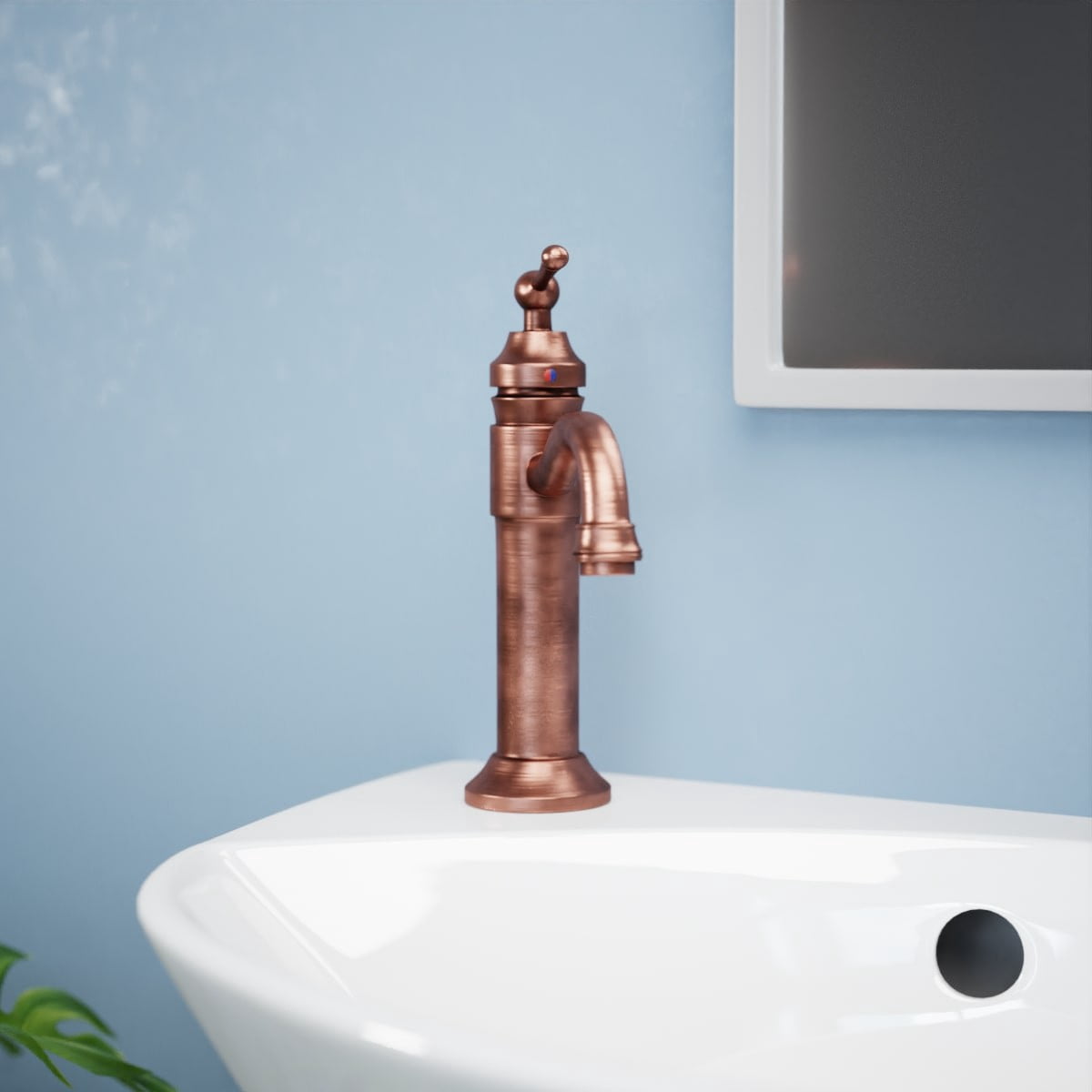 Antique Copper Bathroom Faucets 11.75" H Solid Brass Bathroom Sink Tap w/Supply Lines| Renovators Supply