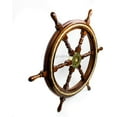 thumbnail image 3 of Nagina International Nautical Wood Crafted Ship Wheel With Inlayed Pirate's Rustic Rope | Ocean Maritime Navy Decor (24 Inches), 3 of 6
