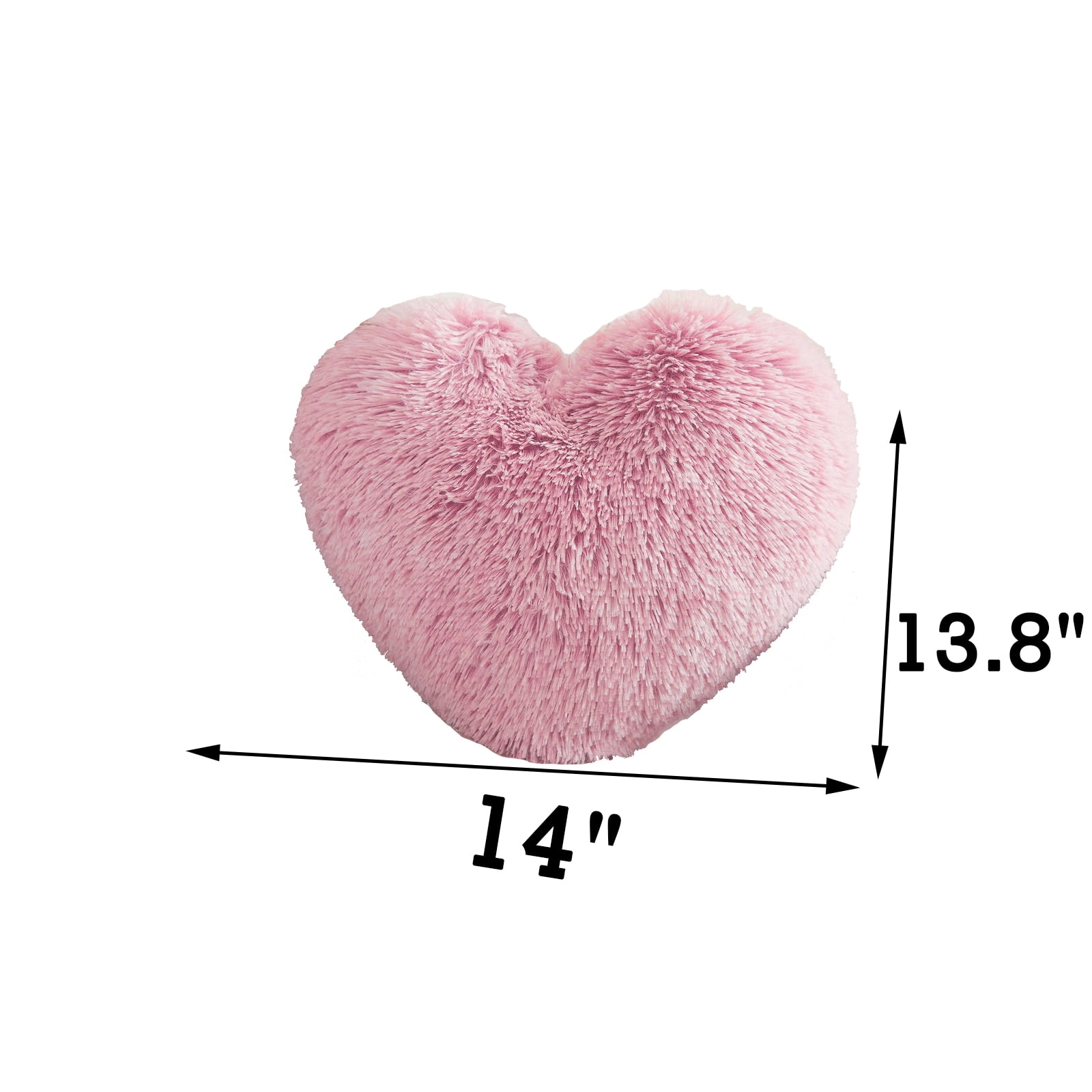MorroMorn Fluffy Heart Throw Pillows, Shaggy Decorative Pillow for Sofa Couch Bed, Cute Room Decor Gifts for Women Girls Kids - Decorations for Valentines Day Mothers Day Christmas (Blush)