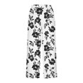 thumbnail image 7 of Qiopertar Women's Casual Printed Pants with Pockets Elastic Waist Drawstring Wide Leg Flare Trousers Loose Fit Split Hem Beach Vacation Travel, Black XL, 7 of 7