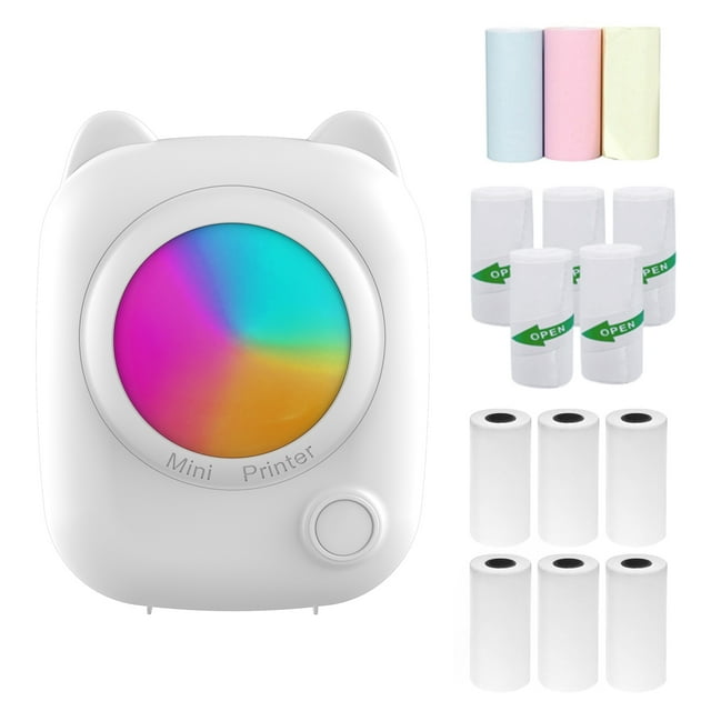 TFixol Imprimante Thermique Compacte M8 avec Résolution 200dpi, Batterie 1200mAh, Charge Type-C, Inclut 9 Rouleaux Thermiques & 5 Rouleaux Adhésifs, 87x108x46mm, 176g