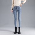 thumbnail image 1 of Pantalones vaqueros de terciopelo gruesos y cálidos para mujer, pantalones pitillo elásticos ajustados informales de cintura alta para mamá, para invierno, 1 of 5
