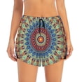 thumbnail image 2 of Vsdgher Round Mandala Print Women's Running Double Layer Shorts High Waisted with Pockets Elastic Yoga Workout Athletic Gym Sports, 2 of 8