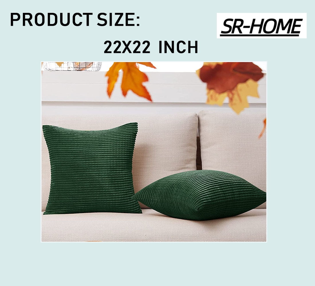 Pack of 2, Stripes Decorative Throw Pillow Cover, Solid Color Cushion