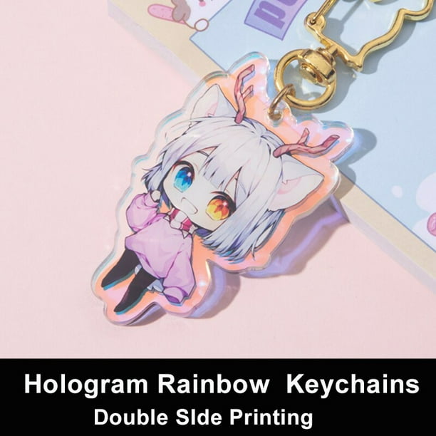 Llaveros personalizados de película holográfica de estrella, Llavero de dibujos animados, dijes de Anime personalizados de acrílico, llaveros de diseñador
