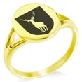 thumbnail image 1 of Stainless Steel Stag Purity Coat of Arms Shield Minimalist Oval Top Polished Statement Signet Ring, 1 of 1