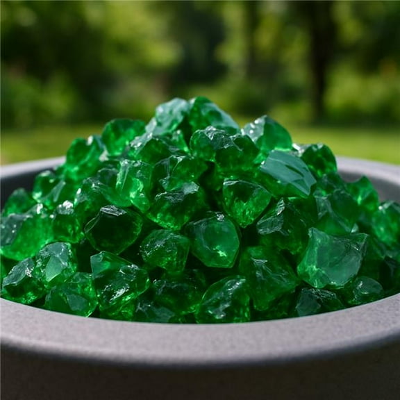 HomeRoots 479093 Green Round Reflective Fire Pit Glass