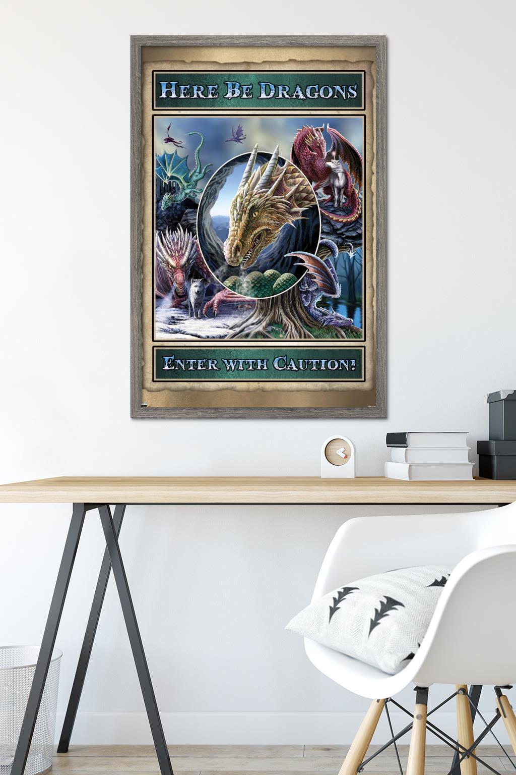 Lisa Parker - Here Be Dragons Wall Poster, 22.375" x 34", Framed
