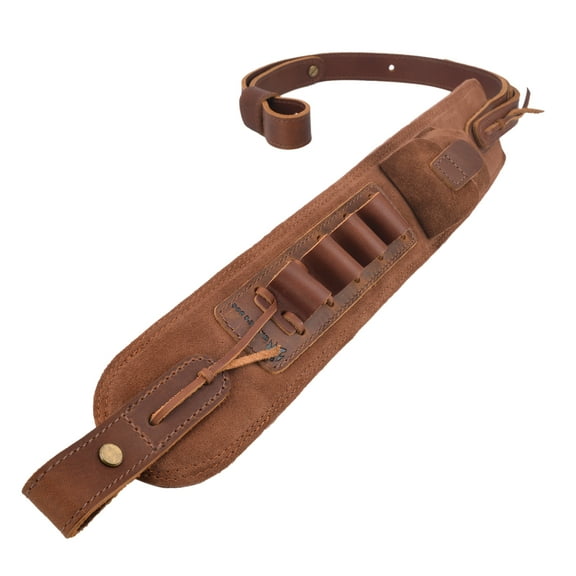 Suede Leather Ammo Slots Shotgun Sling Hunting Gun Shoulder Strap for 20 Guage