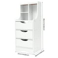 thumbnail image 2 of White 3-Drawer Vertical Bedside Cabinet Slim Modern Nightstand with Storage Shelves & Platform, 2 of 6