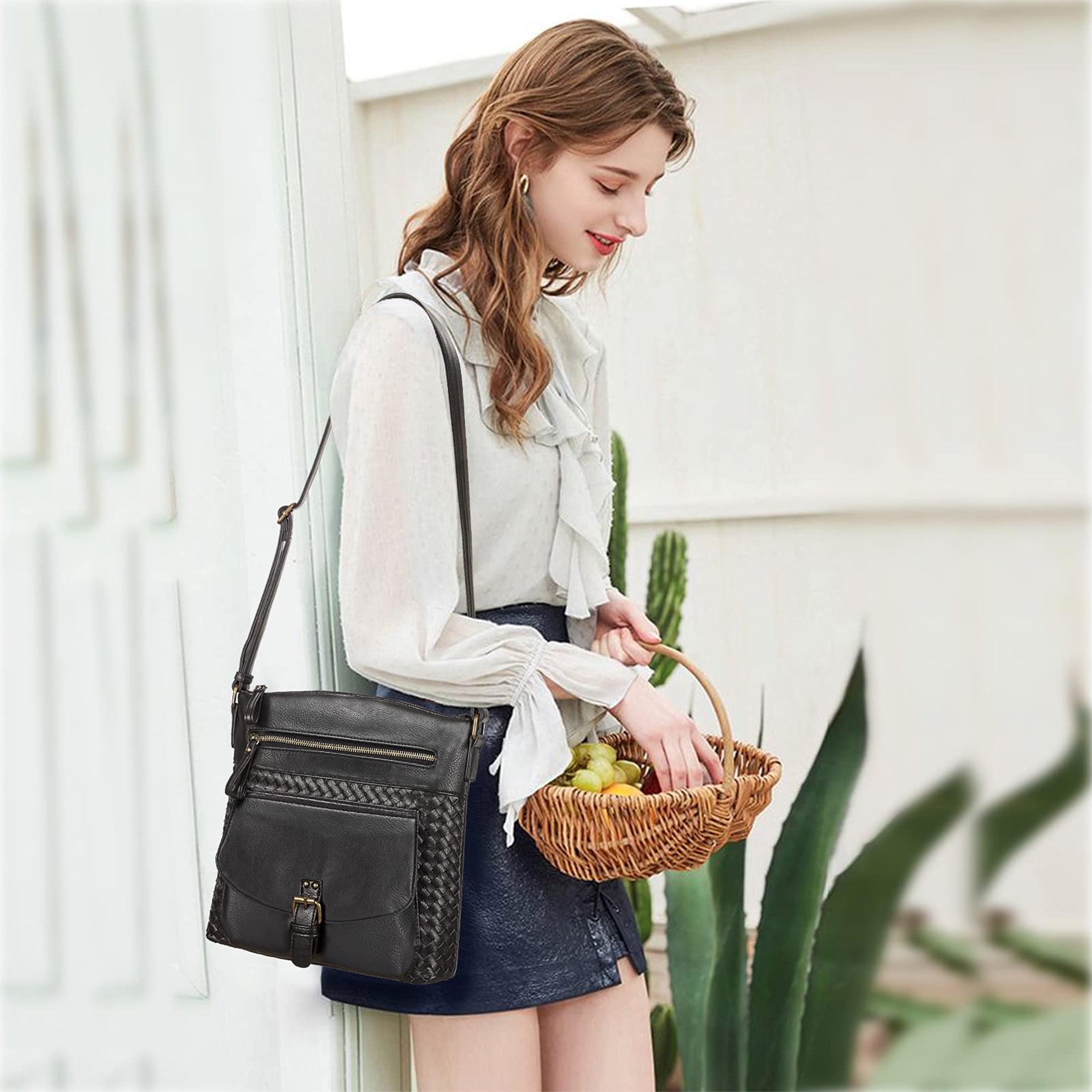 KouLi Buir Crossbody Purses for Women Soft PU Leather Fashion Shoulder Handbags (Black)