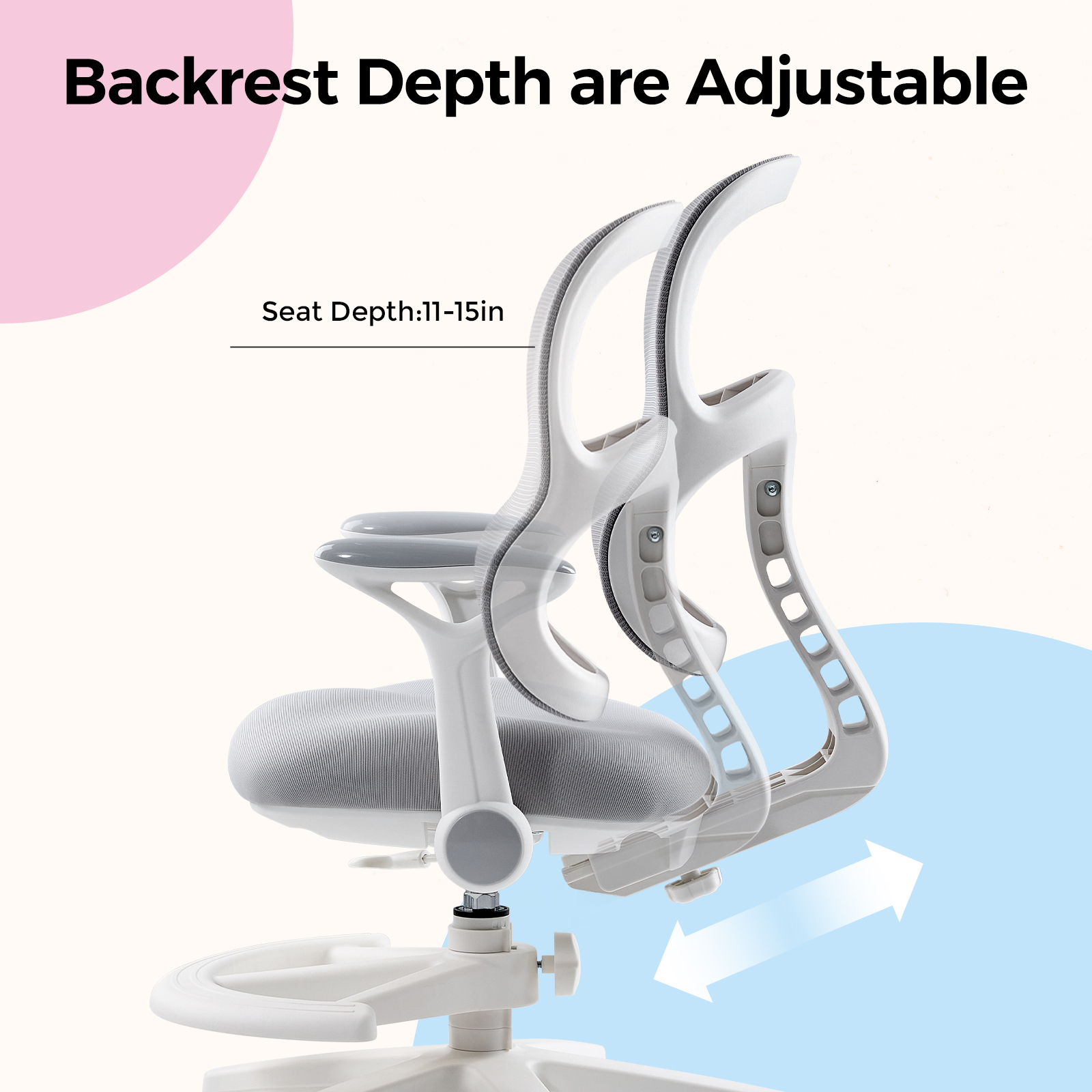 Kids Study Desk Chair, Ergonomic Adjustable Height Children's Study Chair, Swivel Mesh Desk Chair with Wheels, Home Office Chair for Children in Home Bedroom-Includes 2 Free Chair Covers