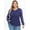 Blue, variant on Mengpipi Women's Plus Size Tops Waffle Knit Lace Long Sleeve Blouse Loose Casual Shirt 1X-5X