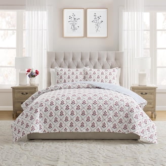 My Texas House Arden Adult 2-Piece Taupe Floral Reversible Quilt