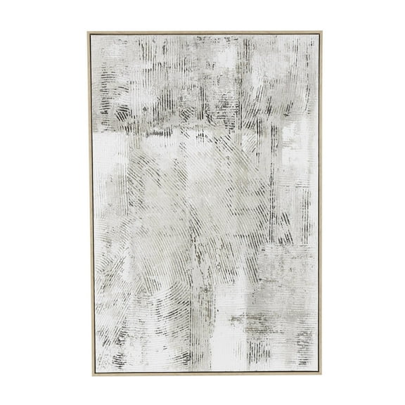 33" x 49" Textured Abstract Framed Wall Art with Wooden Frame and Black Distressing, by DecMode