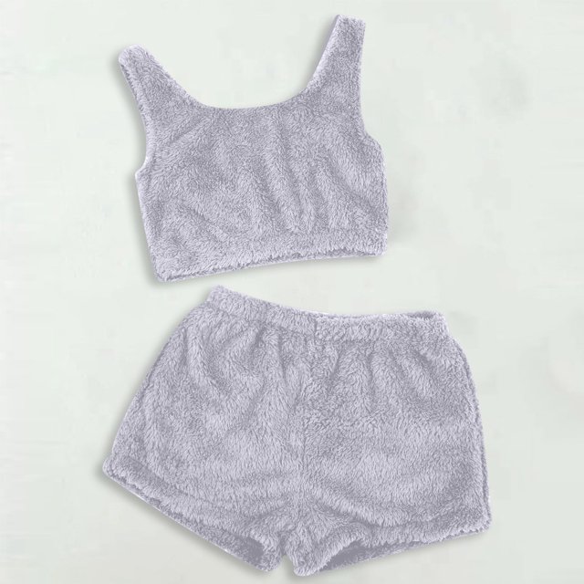 MKLEKYY Conjunto Casual De Dos Piezas Para Mujer, Camiseta Sin Mangas Y Pantalones Cortos De Color Liso, Ropa De Dormir Cómoda Y Ropa De Estar Por Casa.