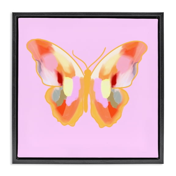Stupell Industries Contemporary Bright Painted Butterfly Wings Black Floating Frame Canvas Art, 18 x 18, by Ashley Singleton