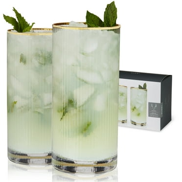 Viski Meridian Highball Glasses for Cocktail Party, Home Bar 15 oz Set of 2