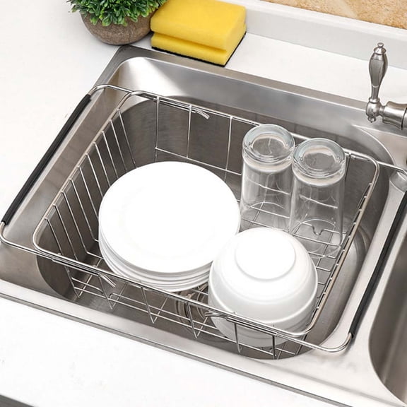 CIMAXIC Cutlery Drainer Stainless Steel Sink Drain Basket Expandable Home Organization 1Pack