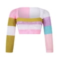 thumbnail image 1 of Hauts Courts en Tricot Crochet pour Femmes à Manches Longues, T-Shirts Ajustés à Blocs de Couleur, 1 of 6