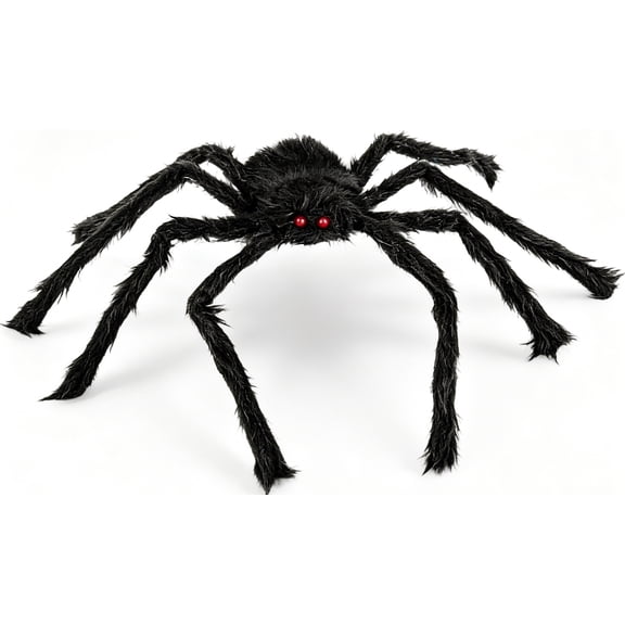 FufuCrick Halloween Decor, Plush Spider Prop, Fuzzy Arachnid Ornament for Indoor Outdoor Holiday Party Halloween Decorations, 11.8-inch
