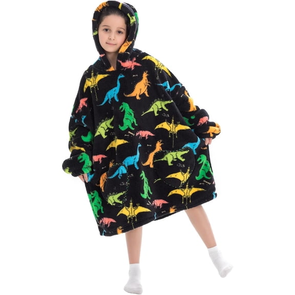 Oversized Sherpa Wearable Blanket for Kids, Super Soft Warm Comfortable Sweatshirt Pullover Wearable Blanket, One Size Fits All