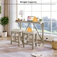 thumbnail image 3 of Triple Tree 3 Piece Adult Farmhouse Rubberwood Space Saving Dining Table with Chair Cream, 3 of 9
