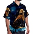 thumbnail image 2 of Starry bird Men's Casual Printed Poplin Short Sleeve Button Down Beach Shirt with Spread Collar Top, 2 of 6