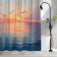 thumbnail image 2 of Sea ​​Bird Sunset Ocean Shower Curtain for Bathroom, Watercolor Oil Painting Art Waterproof Shower Curtains Washable Quick Dry with Hooks Bathtub Curtains 36x72IN, 2 of 9
