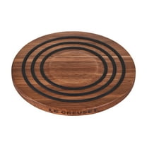 Le Creuset Magnetic Wooden Trivet - Acacia Wood w/ Black Silicone Rings, 8in