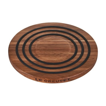 Le Creuset Magnetic Wooden Trivet - Acacia Wood w/ Black Silicone Rings, 8in, 47