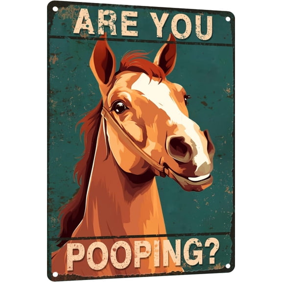 Funny Horse Bathroom Metal Sign, Retro Wall Decor Tin Plaque for Home, Garden, Bars, Restaurants, Cafes, Office, Store, Club, 8 x 12 Inch