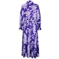 thumbnail image 5 of Lilgiuy Women Casual Print V-Neck High Waist Long Sleeve Long Dress Blue Fall Dresses for 2022 Spring Winter, 5 of 5