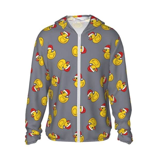 Balery Christmas hat duck Sudadera ligera de manga larga con capucha y protección solar UPF 50+ para hombre y mujer, ideal para pesca y running-XX-Large