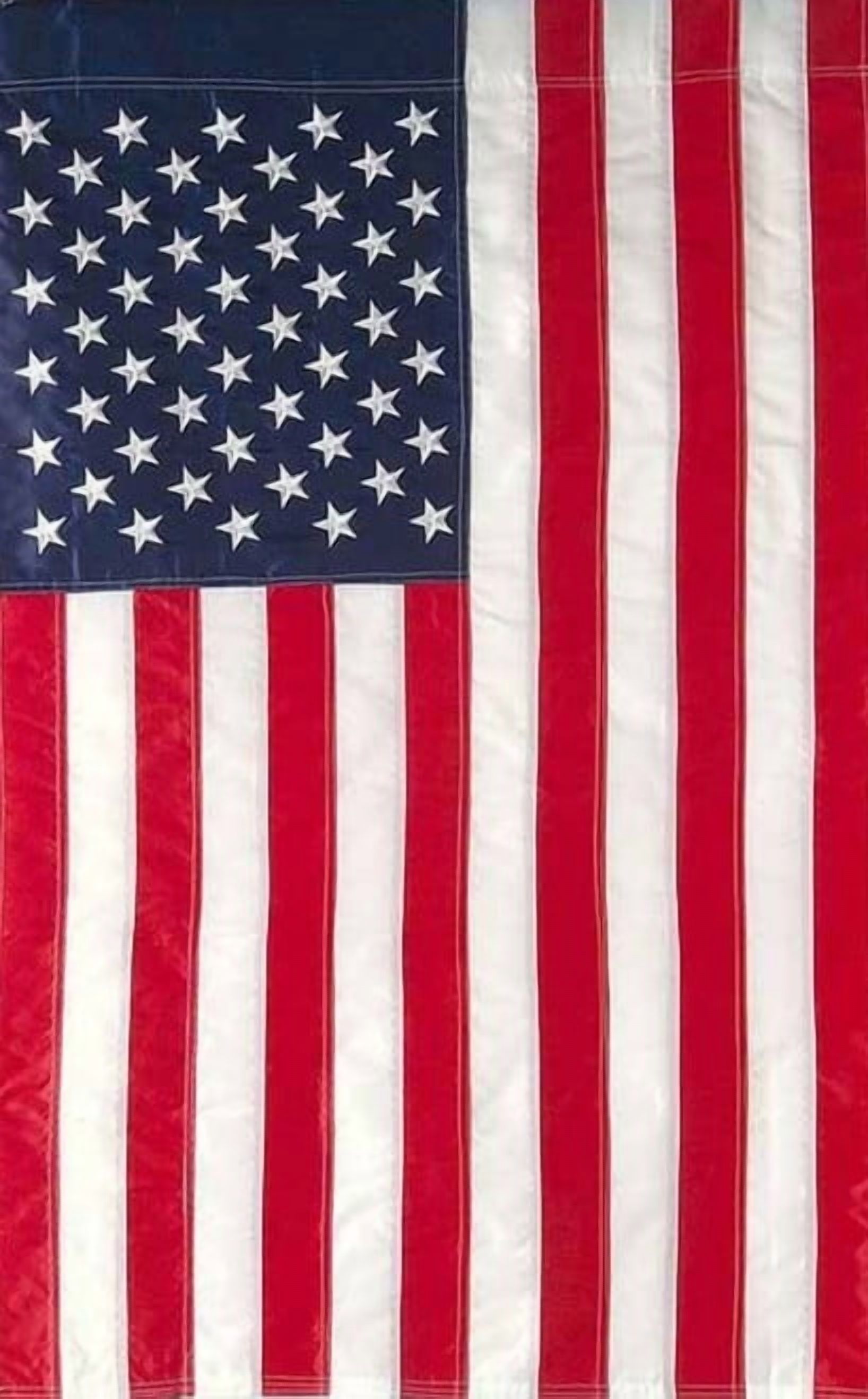 Briarwood Lane Embroidered American House Flag + White Metal Flag Pole + Adjustable Bracket Set