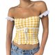 thumbnail image 1 of Conjunto de lencería Top corto a cuadros sexy, camisetas ajustadas, jersey para mujer, ropa de fiesta para discoteca Kuymtek Amarillo T M para Mujer, 1 of 6