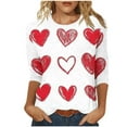 thumbnail image 2 of Mifsaly Womens Valentine Shirt Tunic 3/4 Sleeve Heart Print Tshirts Festival Loose Crewneck Pullover Tops Lightweight Cozy Blouse Girlfriend Gifts Outfits S, 2 of 6