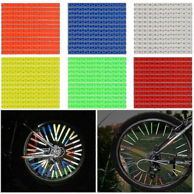 72 reflectores de radios de 6 colores para bicicleta, reflectores de radios, reflectores de radios de tubo especial, clip de montaje reflectante
