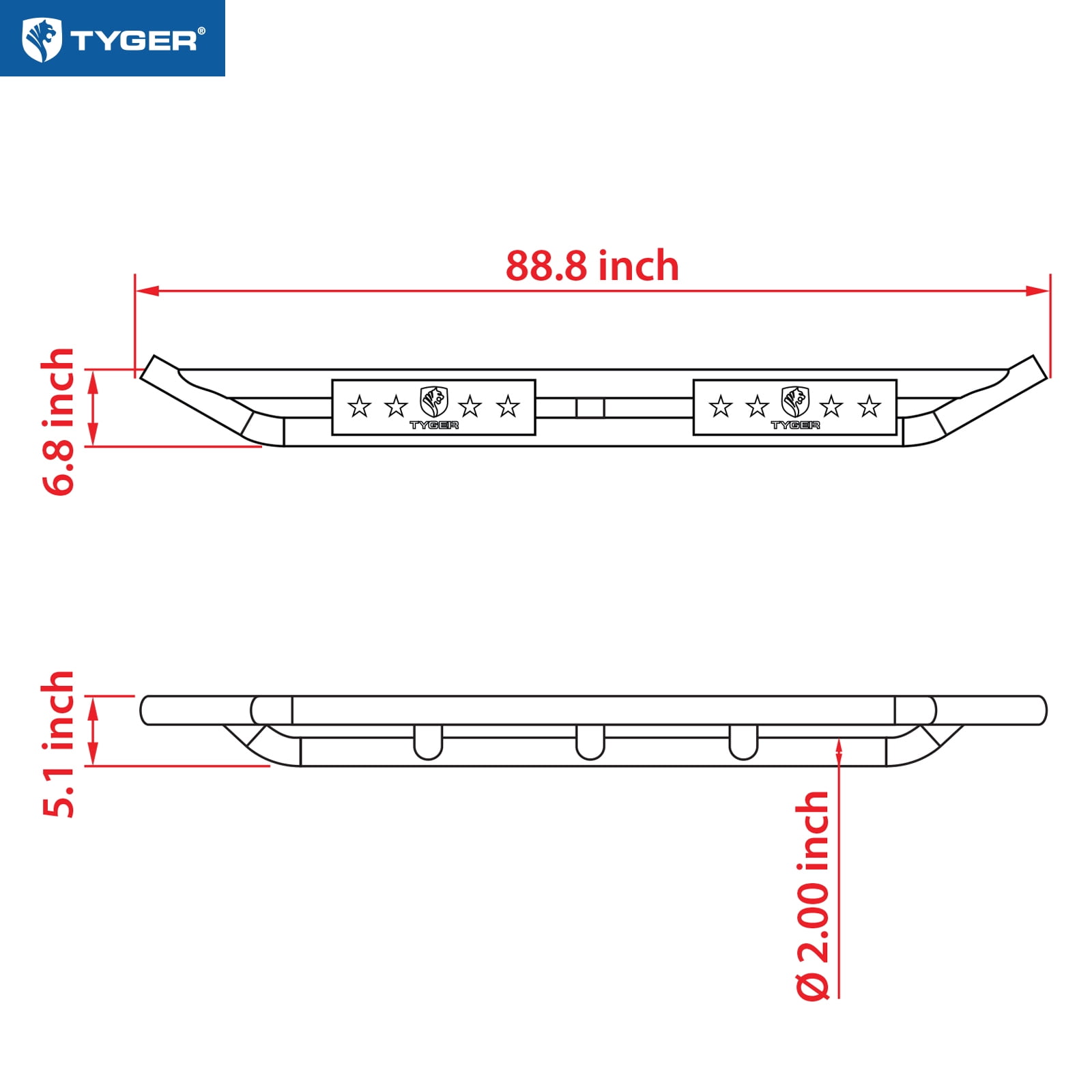 Tyger Auto Star Armor Compatible with 2022-2026 Toyota Tundra | CrewMax | TG-AM2T20748 | Side Step Rails Nerf Bars Running Boards