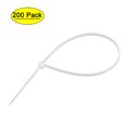 thumbnail image 1 of Bridas de Cable Uxcell Bridas de Cierre Ajustables Envolturas de Bridas de Nylon Multiusos 7.87" x 0.1" Blanco 200pcs, 1 of 5