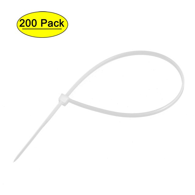 Bridas de Cable Uxcell Bridas de Cierre Ajustables Envolturas de Bridas de Nylon Multiusos 7.87" x 0.1" Blanco 200pcs