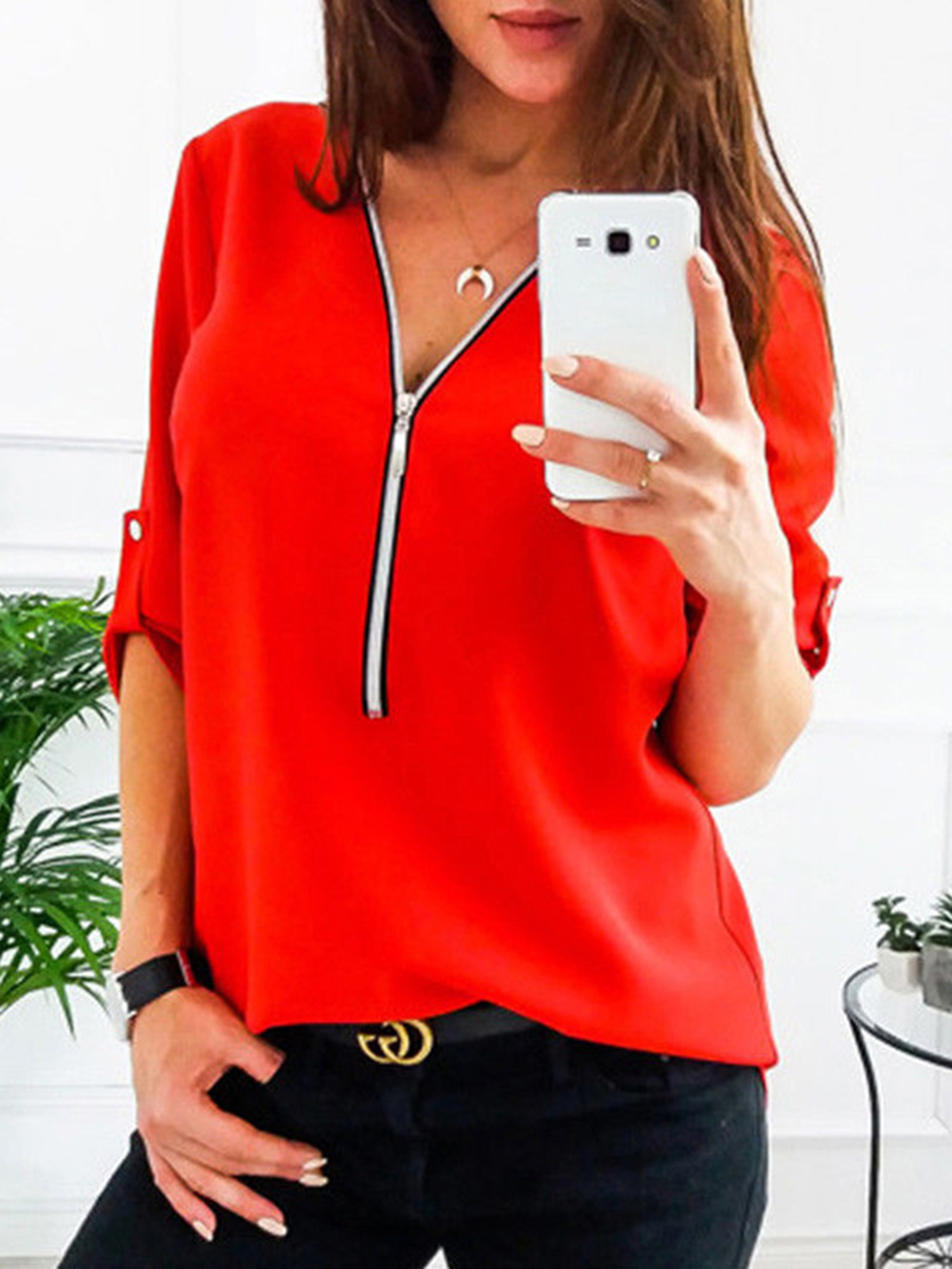 ladies plus size red tops