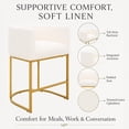 thumbnail image 3 of FANCROU 26" H Counter Height Bar Stools Set of 4, Fabric Barrel Stools with Back and Arms, Beige-Golden Leg, 3 of 11
