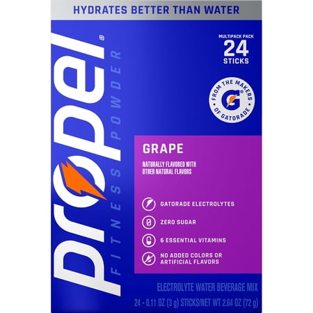 Propel Zero Sugar Grape, On the Go Packs, Electrolyte Powder Drink Mix, 0.11 oz, 24 Count packets