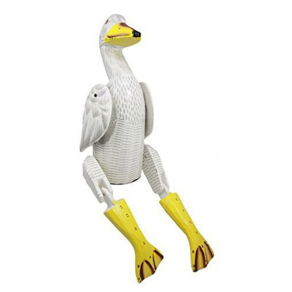 Balikraft Hand Made Wood Artisans "Wayang Bebek" White Lake Duck Decorative Puppet Shelf Sitter Figurine 14"H
