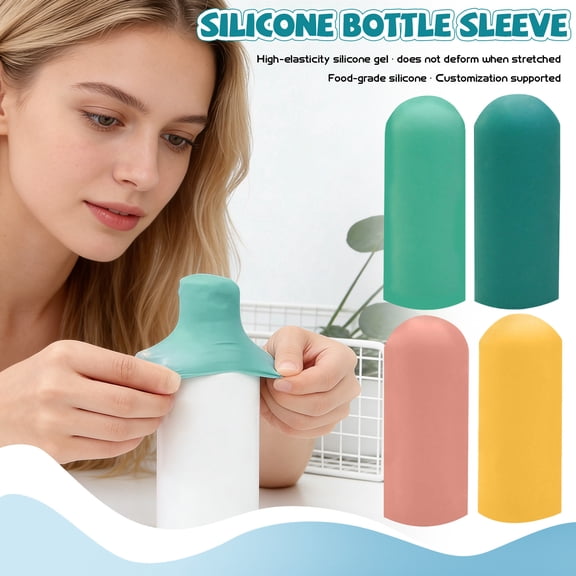 Bottle Sleeve Silicone Protective Boot Anti Slip Bottom Cover Heat Resistant Sleeve for Glass Bottles Tumblers Insulation Shield for Water Flasks Style B#109